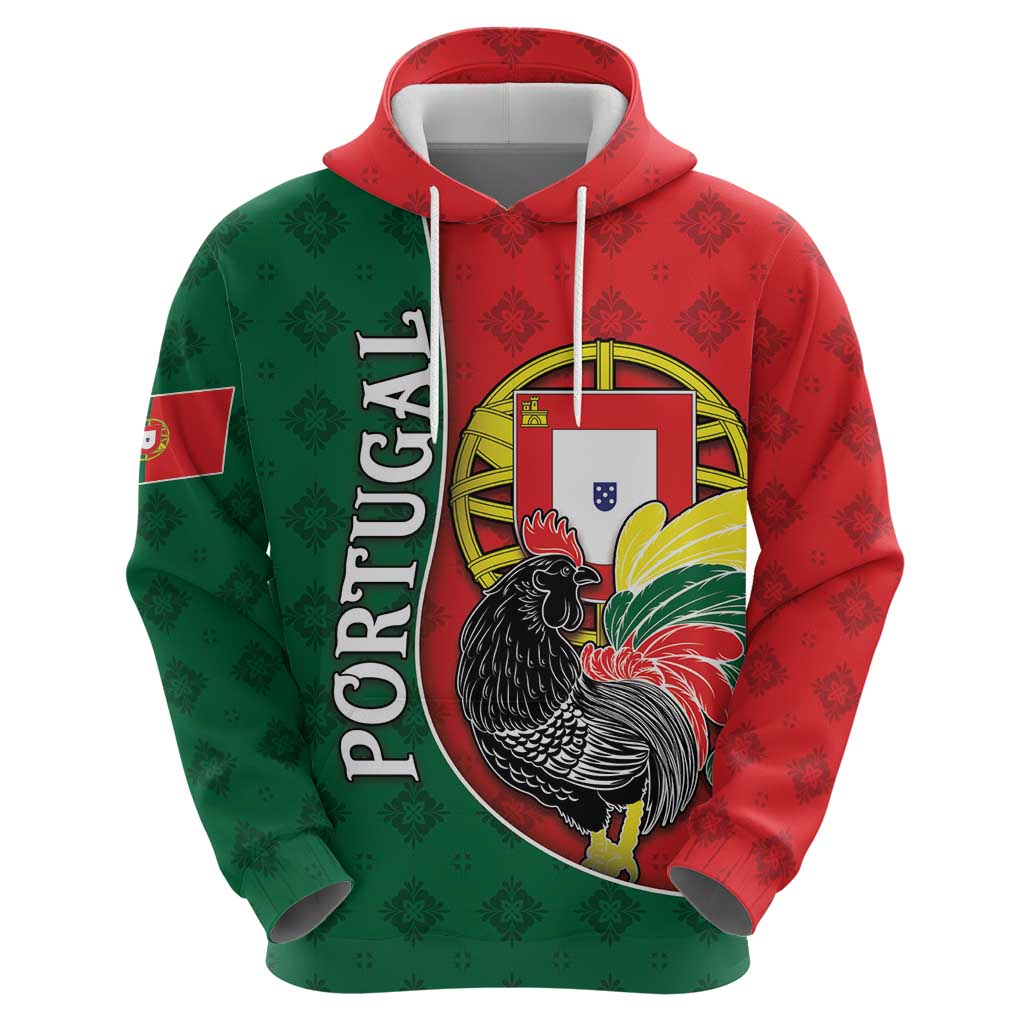 Personalized Portugal Zip Hoodie Rooster With Coat Of Arms - Wonder Print Shop