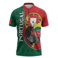 Personalized Portugal Zipper Polo Shirt Rooster With Coat Of Arms - Wonder Print Shop