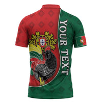 Personalized Portugal Zipper Polo Shirt Rooster With Coat Of Arms - Wonder Print Shop