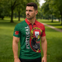 Personalized Portugal Zipper Polo Shirt Rooster With Coat Of Arms - Wonder Print Shop