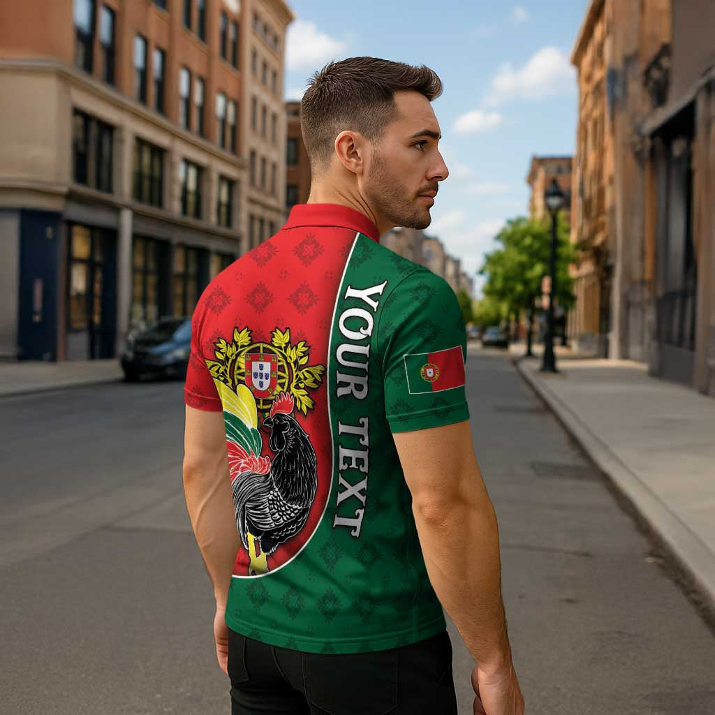 Personalized Portugal Zipper Polo Shirt Rooster With Coat Of Arms - Wonder Print Shop
