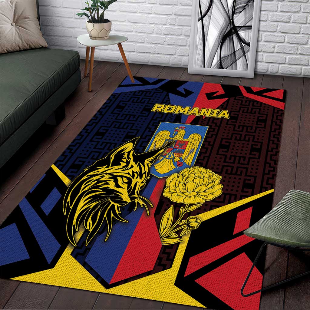 Romania Area Rug The Eurasian Lynx With The Peony - Wonder Print Shop