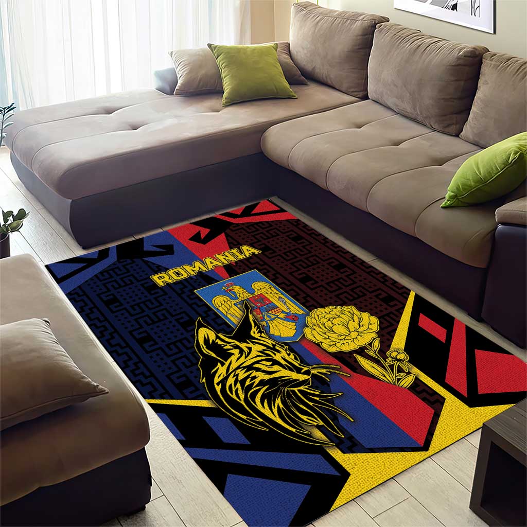 Romania Area Rug The Eurasian Lynx With The Peony - Wonder Print Shop