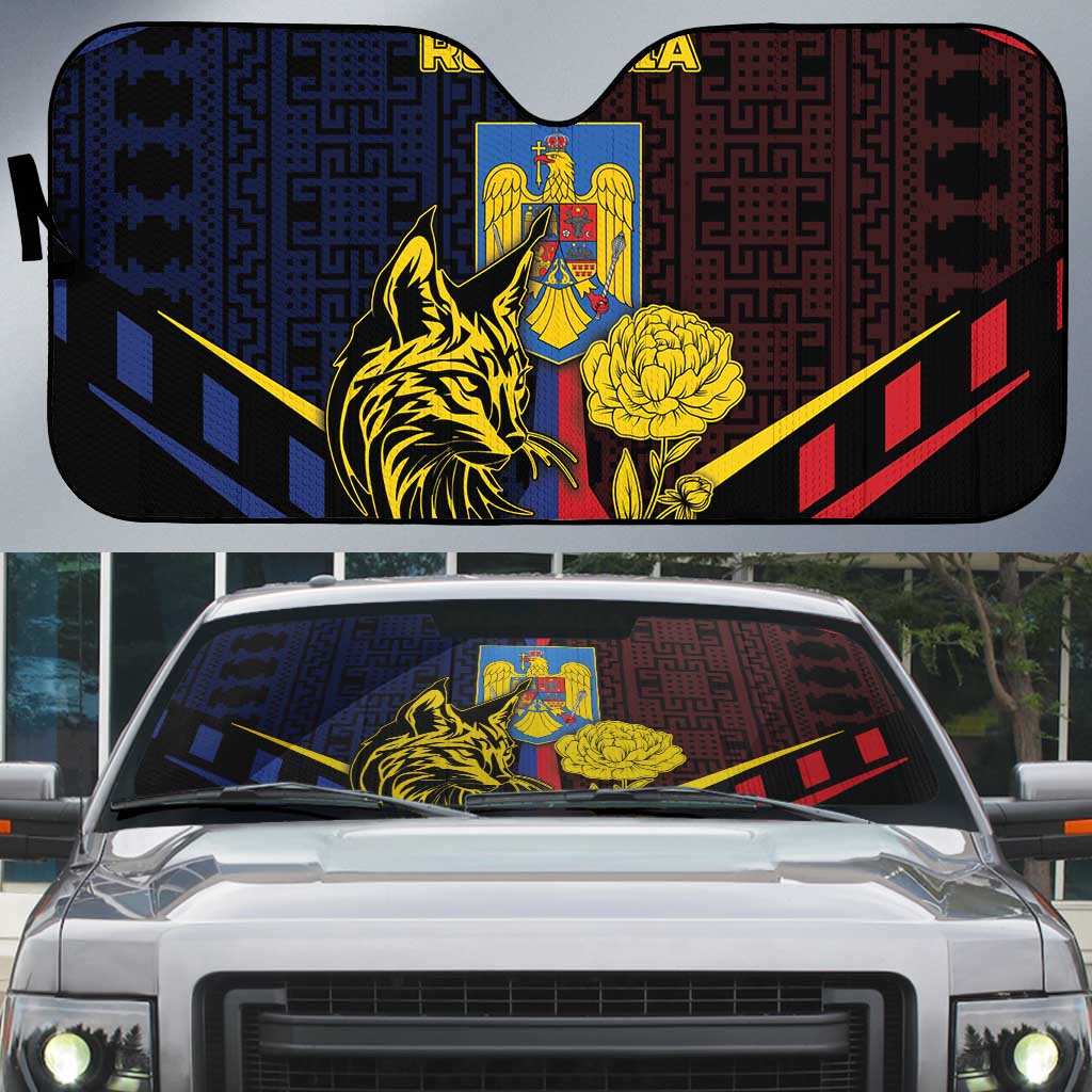 Romania Auto Sun Shade The Eurasian Lynx With The Peony - Wonder Print Shop