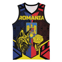 Personalized Romania Basketball Jersey The Eurasian Lynx With The Peony - Wonder Print Shop