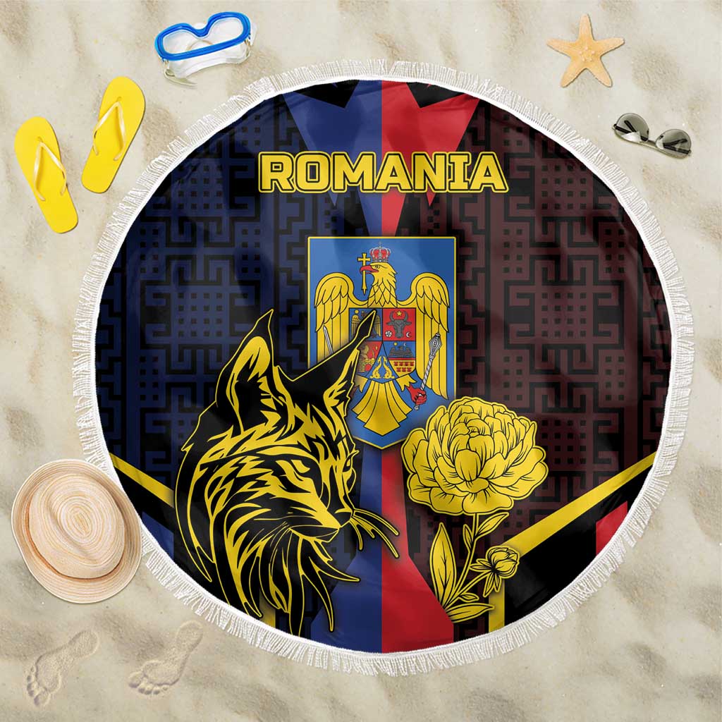 Romania Beach Blanket The Eurasian Lynx With The Peony - Wonder Print Shop