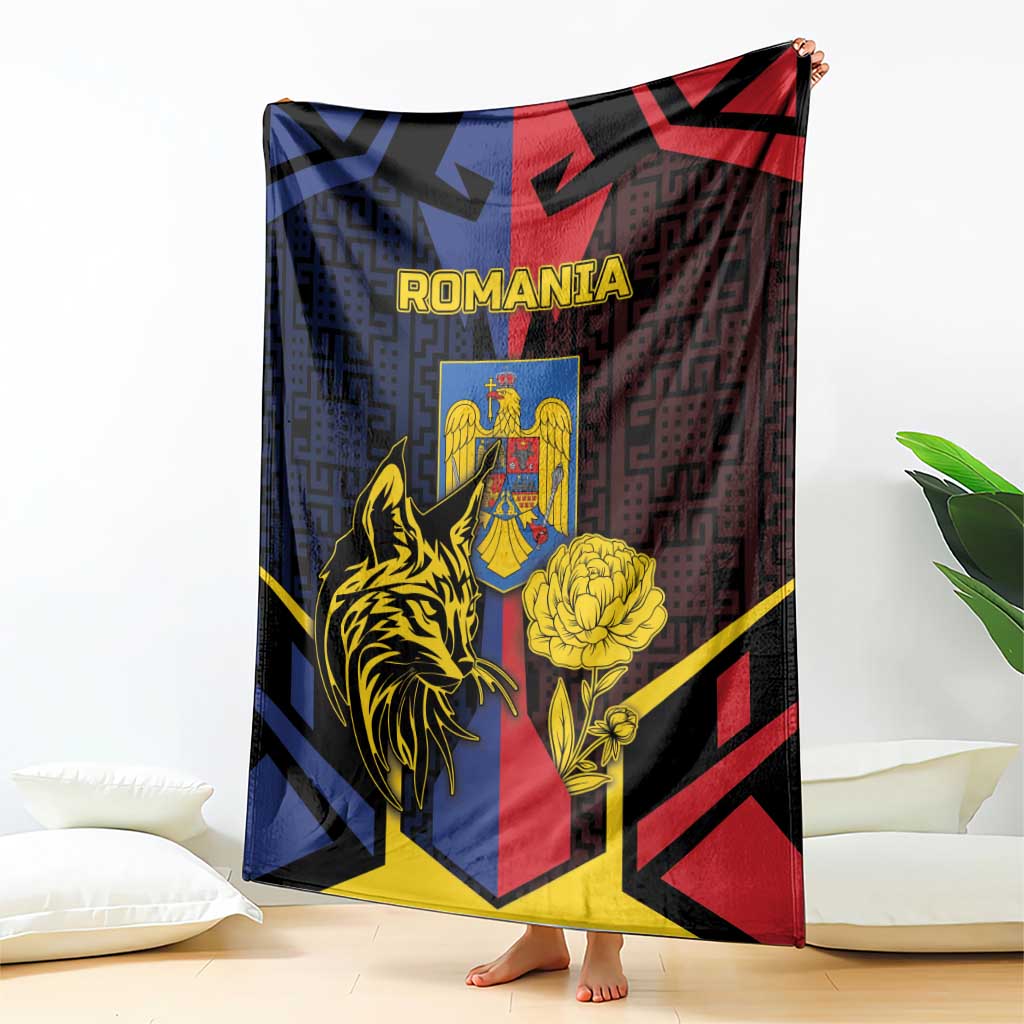 Romania Blanket The Eurasian Lynx With The Peony - Wonder Print Shop