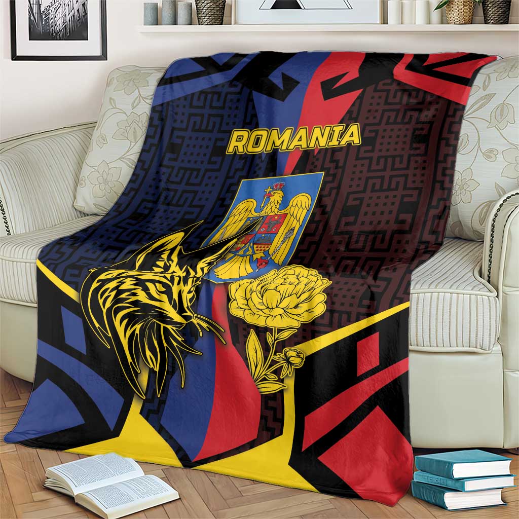 Romania Blanket The Eurasian Lynx With The Peony - Wonder Print Shop