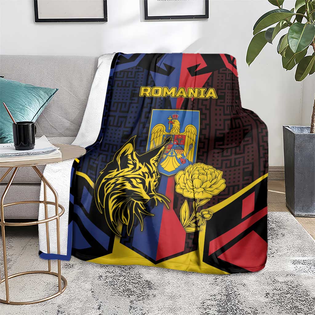 Romania Blanket The Eurasian Lynx With The Peony - Wonder Print Shop
