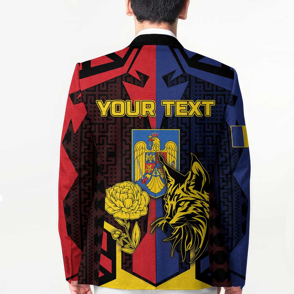 Personalized Romania Blazer The Eurasian Lynx With The Peony - Wonder Print Shop