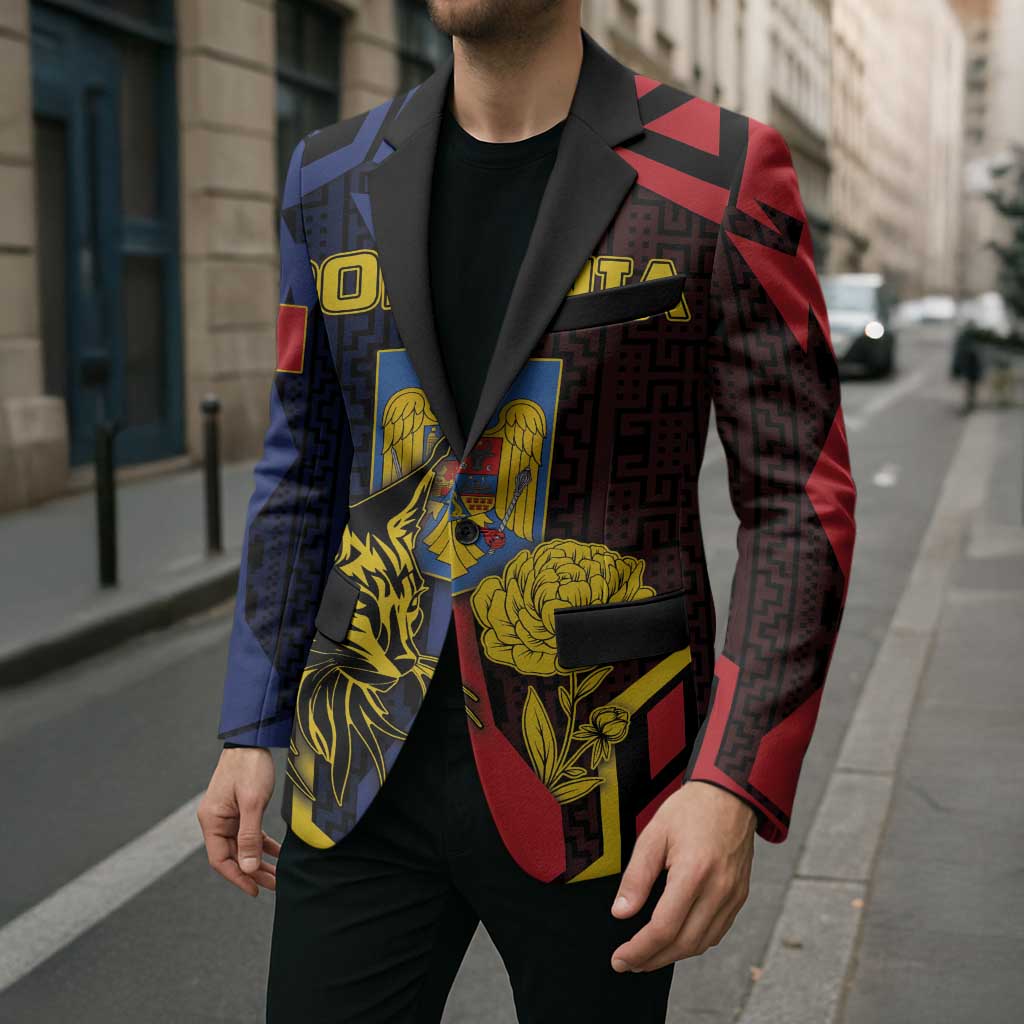 Personalized Romania Blazer The Eurasian Lynx With The Peony - Wonder Print Shop