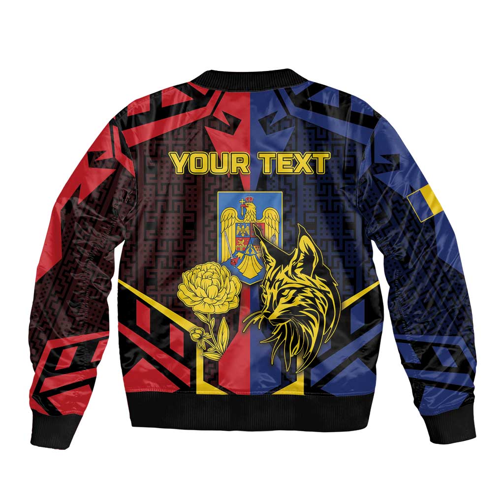 Personalized Romania Bomber Jacket The Eurasian Lynx With The Peony - Wonder Print Shop