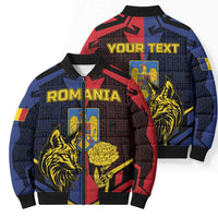 Personalized Romania Bomber Puffer Jacket The Eurasian Lynx With The Peony - Wonder Print Shop