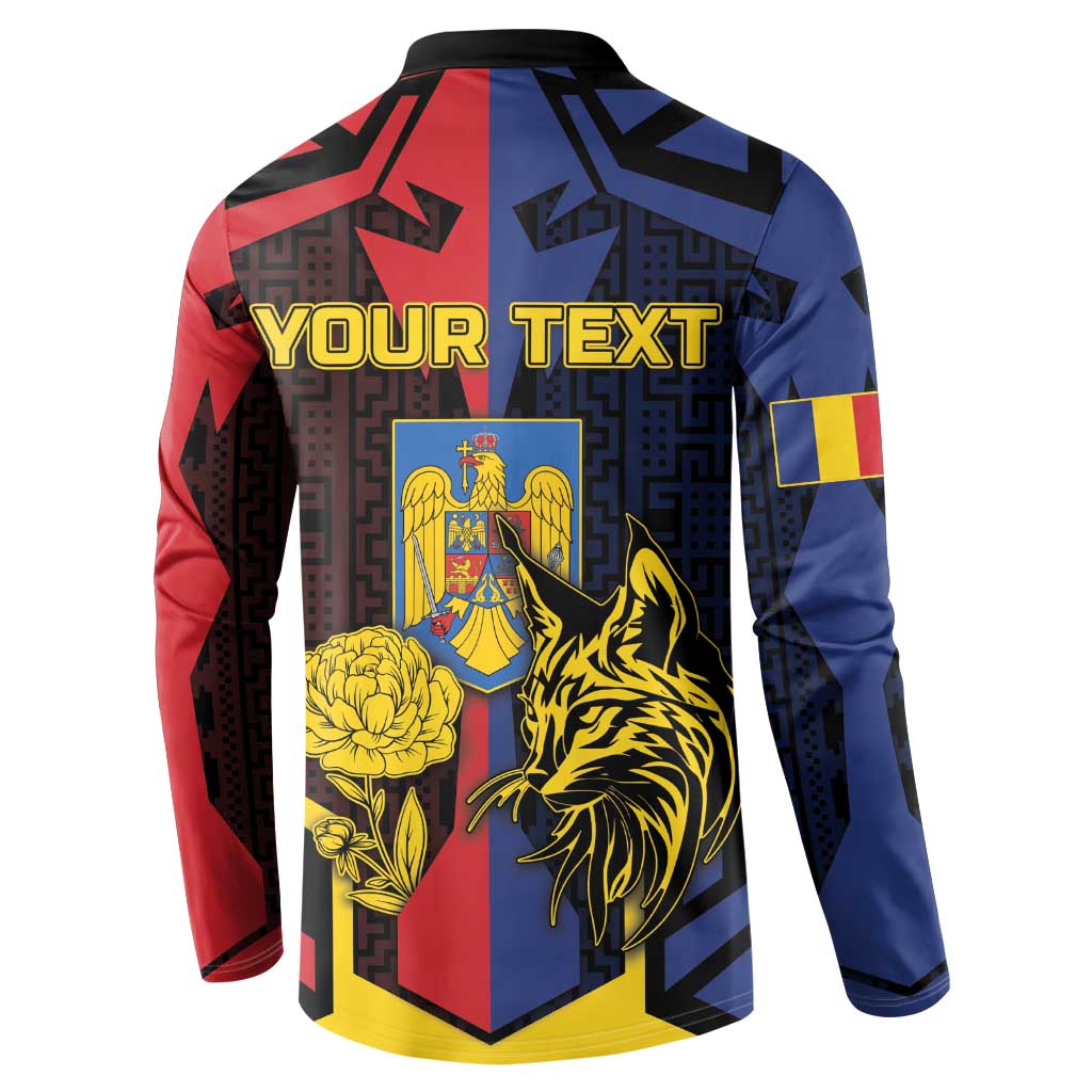 Personalized Romania Button Sweatshirt The Eurasian Lynx With The Peony - Wonder Print Shop