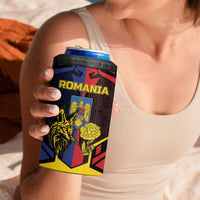 Personalized Romania 4 in 1 Can Cooler Tumbler The Eurasian Lynx With The Peony - Wonder Print Shop