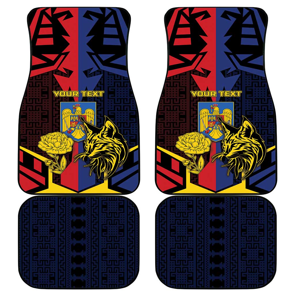Romania Car Mats The Eurasian Lynx With The Peony - Wonder Print Shop
