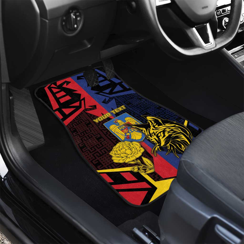 Romania Car Mats The Eurasian Lynx With The Peony - Wonder Print Shop