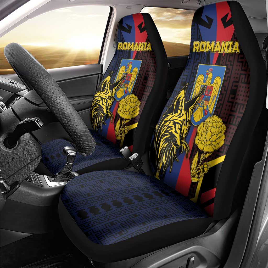 Romania Car Seat Cover The Eurasian Lynx With The Peony - Wonder Print Shop