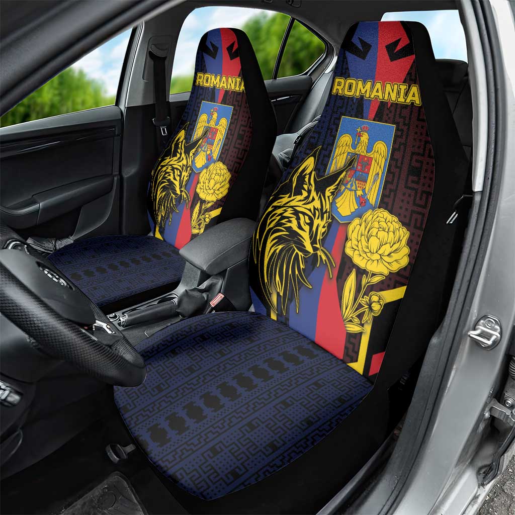Romania Car Seat Cover The Eurasian Lynx With The Peony - Wonder Print Shop
