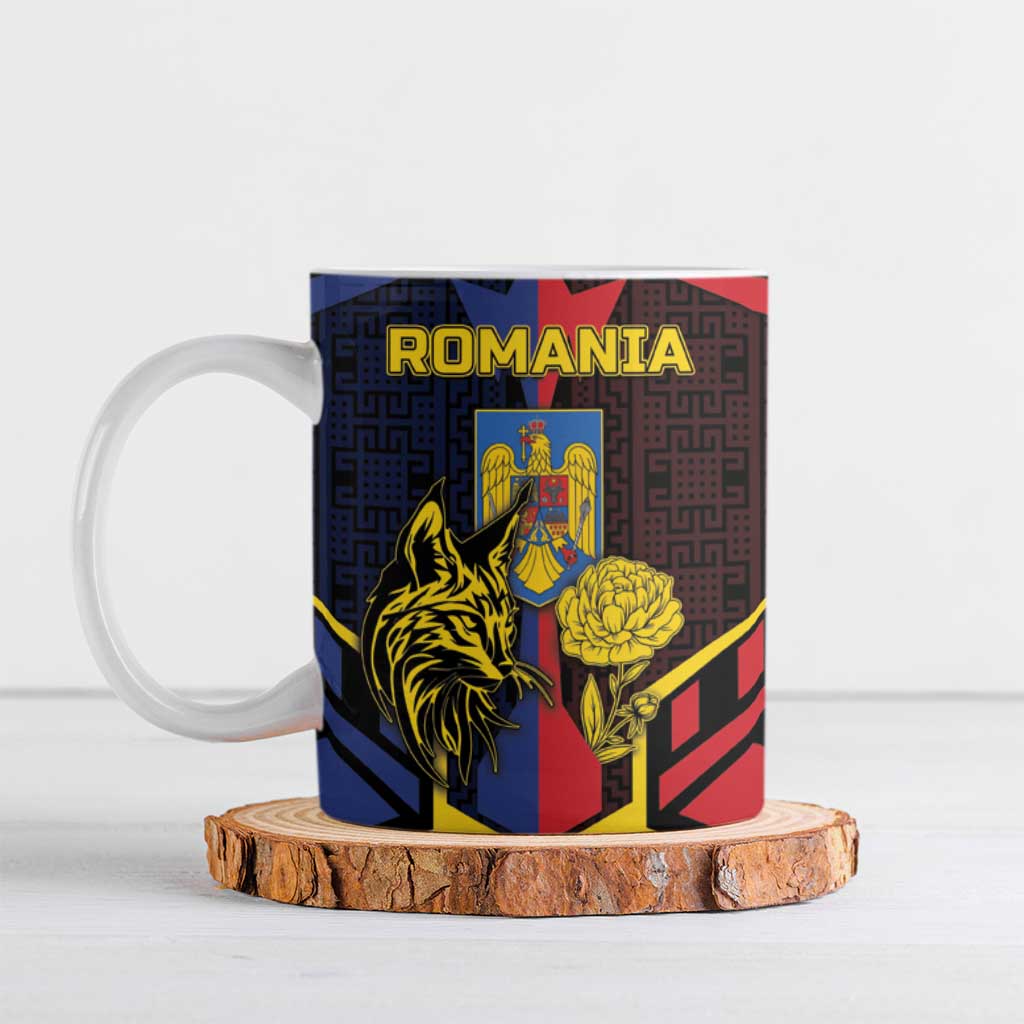 Personalized Romania Ceramic Mug The Eurasian Lynx With The Peony - Wonder Print Shop