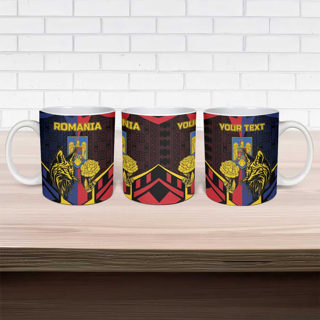 Personalized Romania Ceramic Mug The Eurasian Lynx With The Peony - Wonder Print Shop