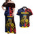 Personalized Romania Couples Matching Off Shoulder Maxi Dress and Hawaiian Shirt The Eurasian Lynx With The Peony - Wonder Print Shop