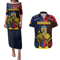 Personalized Romania Couples Matching Puletasi and Hawaiian Shirt The Eurasian Lynx With The Peony - Wonder Print Shop