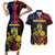 Personalized Romania Couples Matching Short Sleeve Bodycon Dress and Hawaiian Shirt The Eurasian Lynx With The Peony - Wonder Print Shop