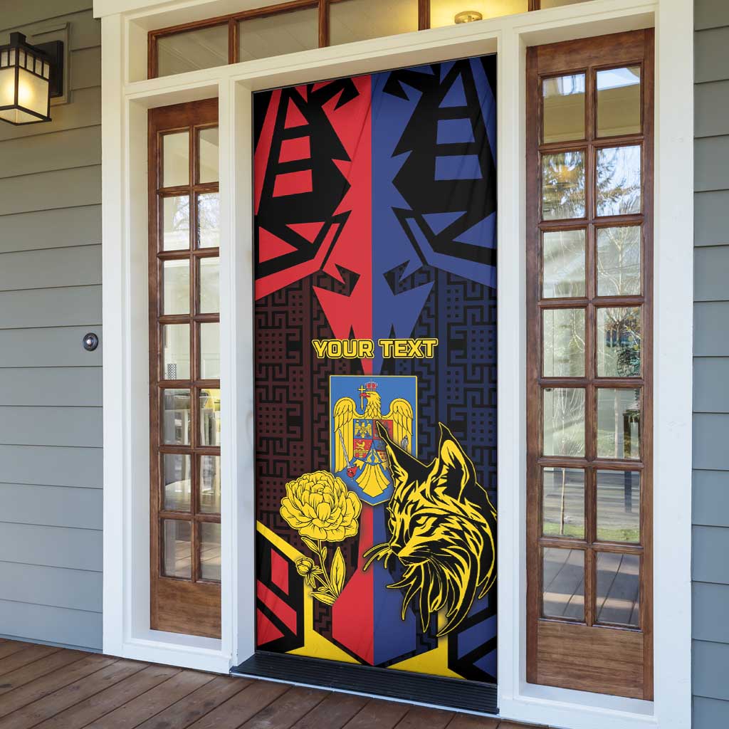 Romania Door Cover The Eurasian Lynx With The Peony - Wonder Print Shop