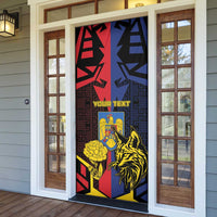 Romania Door Cover The Eurasian Lynx With The Peony - Wonder Print Shop