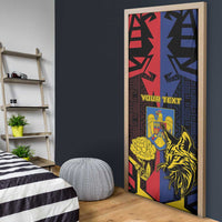 Romania Door Cover The Eurasian Lynx With The Peony - Wonder Print Shop