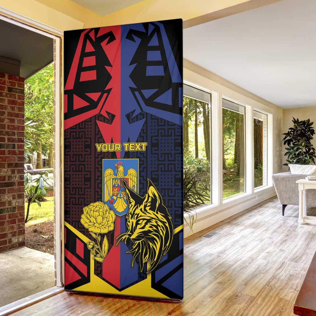 Romania Door Cover The Eurasian Lynx With The Peony - Wonder Print Shop