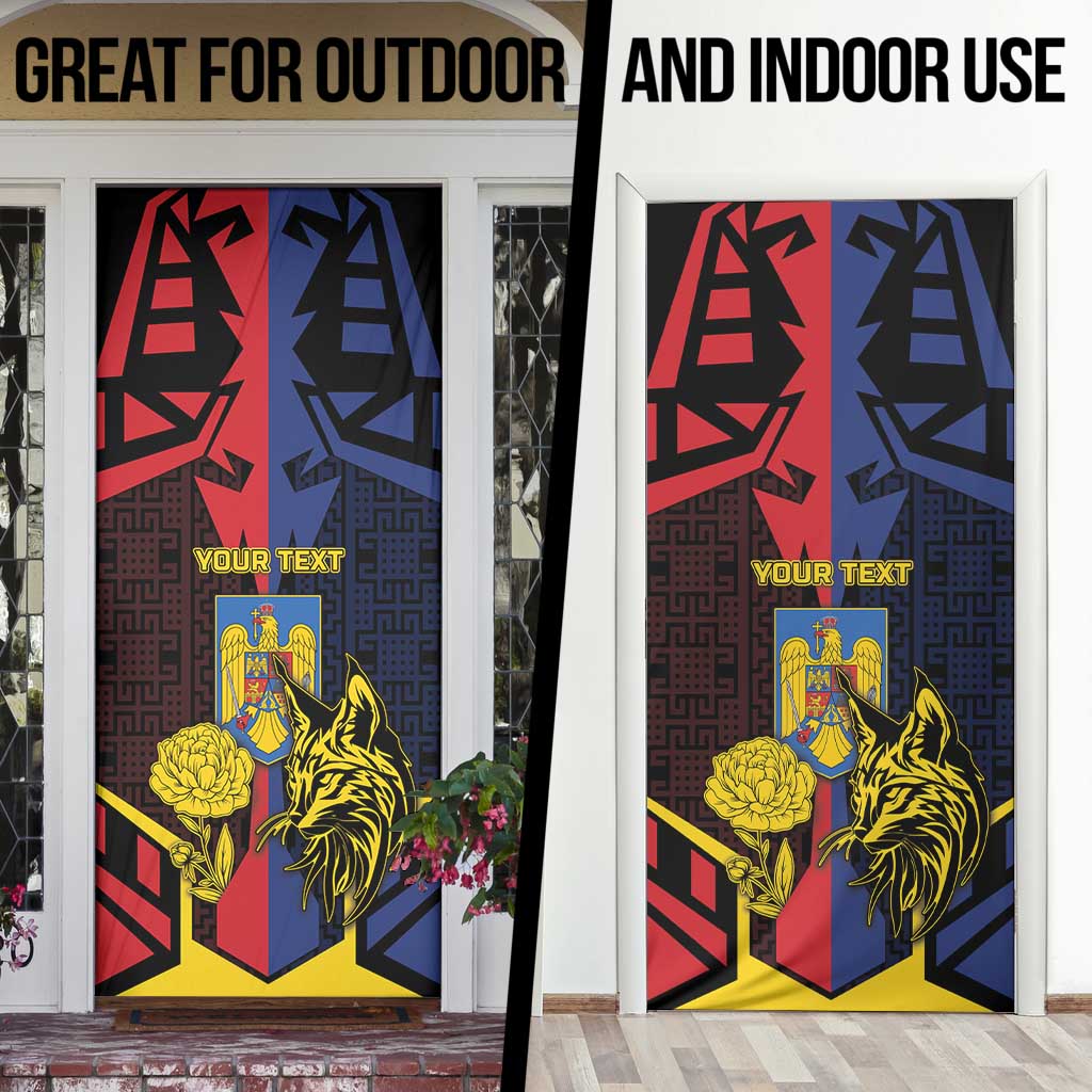 Romania Door Cover The Eurasian Lynx With The Peony - Wonder Print Shop