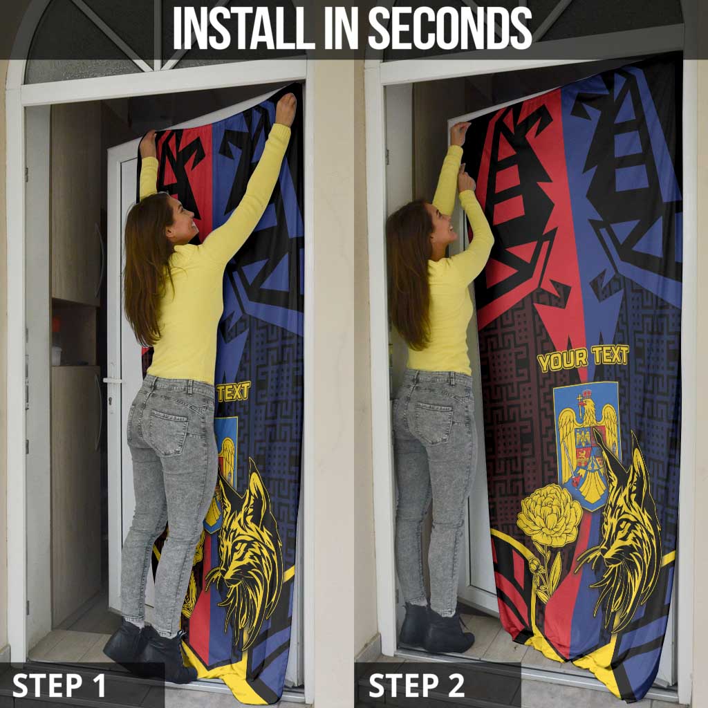 Romania Door Cover The Eurasian Lynx With The Peony - Wonder Print Shop