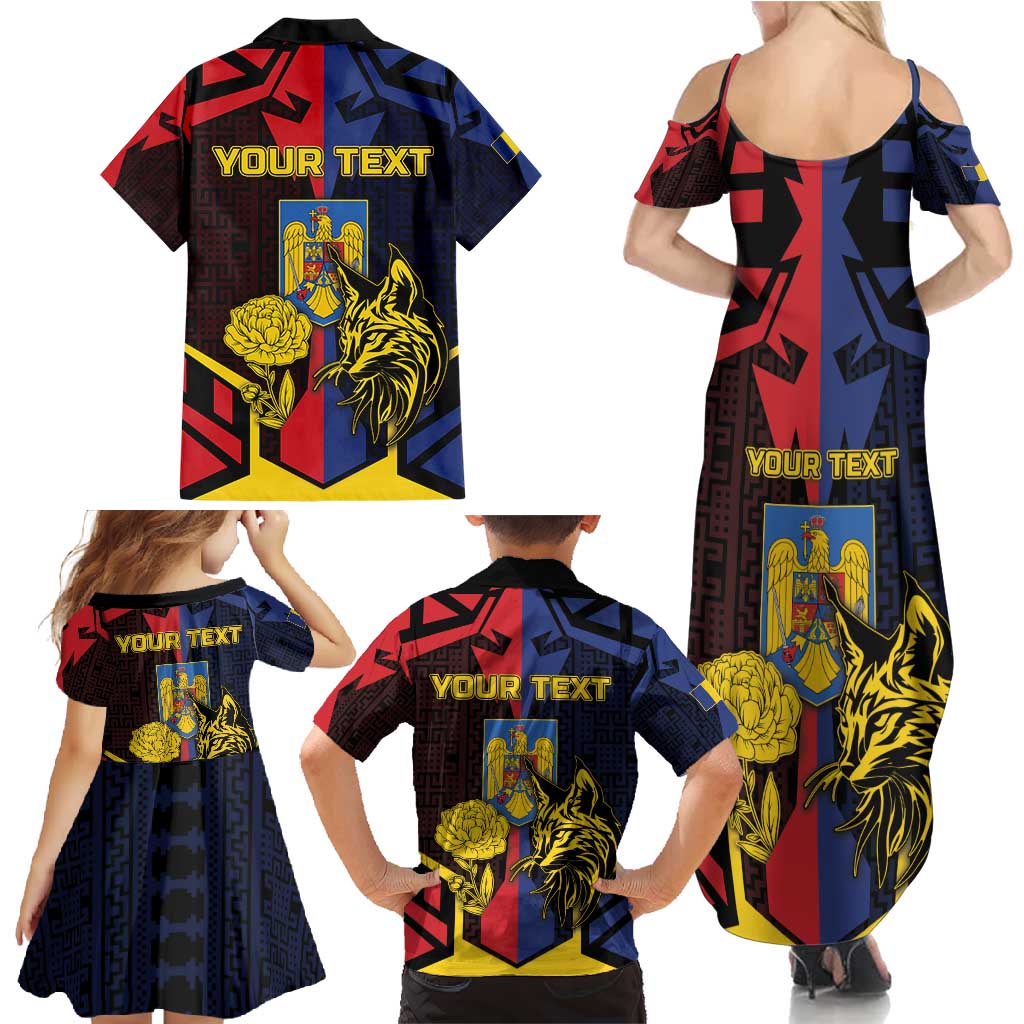 Personalized Romania Family Matching Summer Maxi Dress and Hawaiian Shirt The Eurasian Lynx With The Peony - Wonder Print Shop