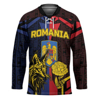 Personalized Romania Hockey Jersey The Eurasian Lynx With The Peony - Wonder Print Shop