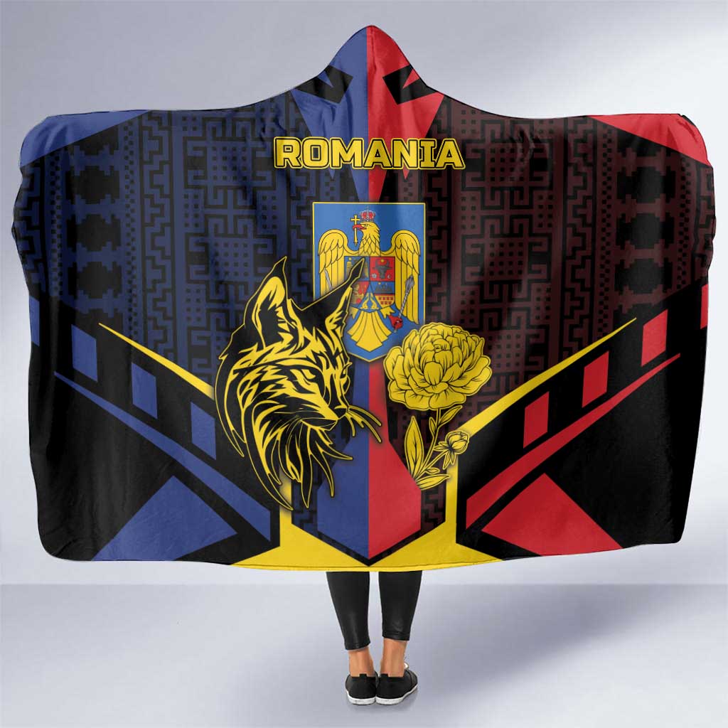 Romania Hooded Blanket The Eurasian Lynx With The Peony - Wonder Print Shop