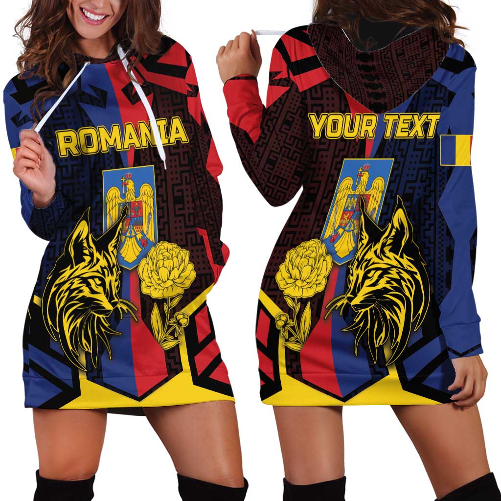Personalized Romania Hoodie Dress The Eurasian Lynx With The Peony - Wonder Print Shop