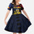 Personalized Romania Kid Short Sleeve Dress The Eurasian Lynx With The Peony - Wonder Print Shop