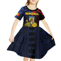Personalized Romania Kid Short Sleeve Dress The Eurasian Lynx With The Peony - Wonder Print Shop