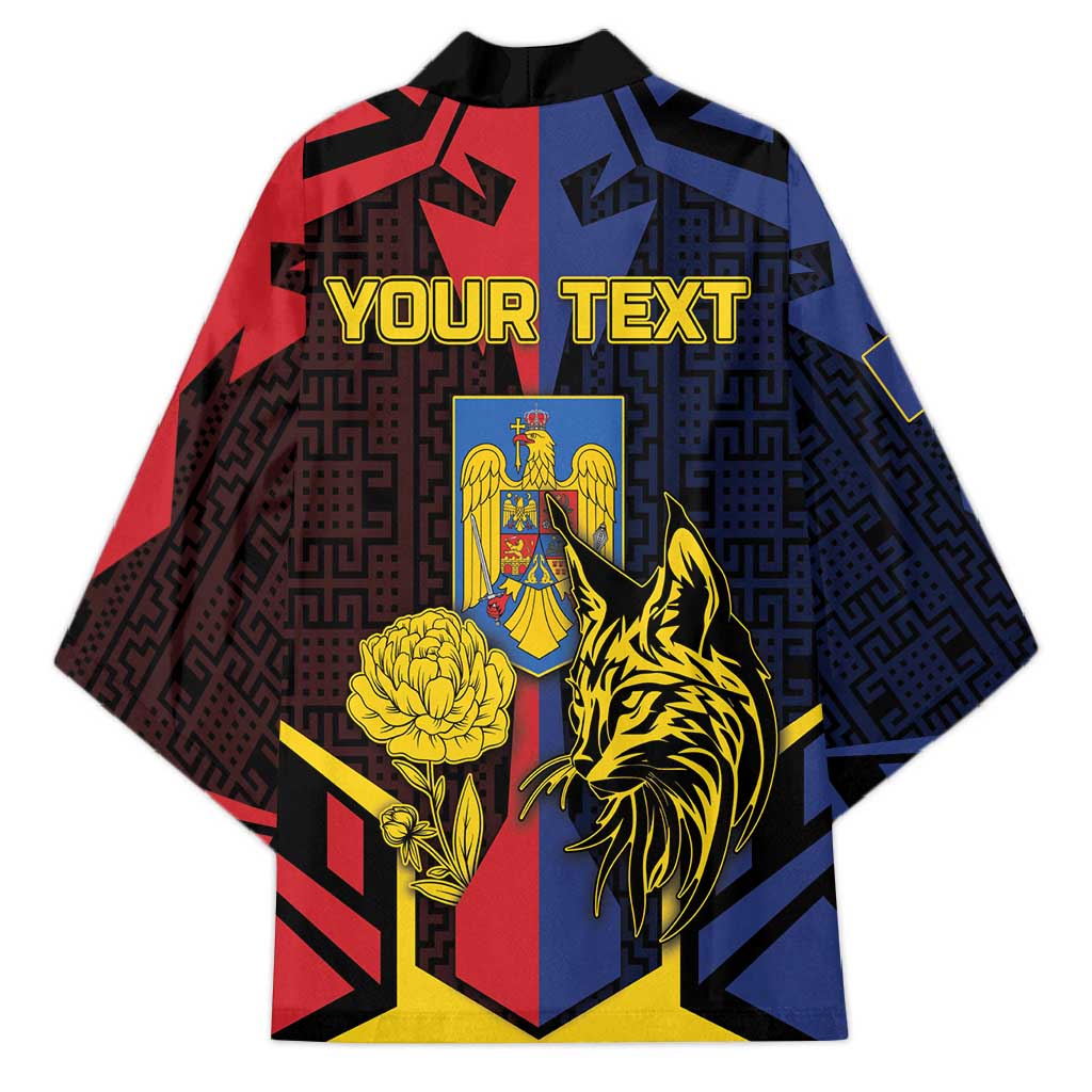 Personalized Romania Kimono The Eurasian Lynx With The Peony - Wonder Print Shop