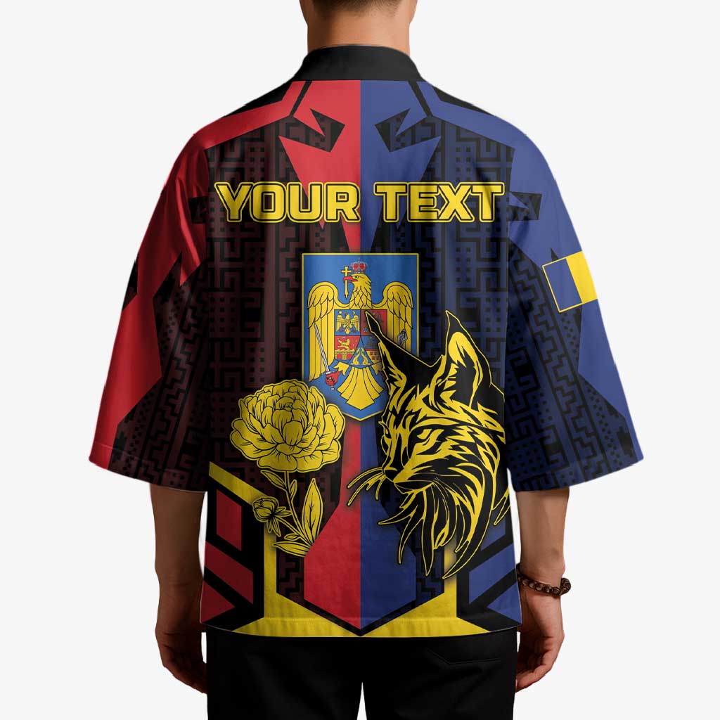 Personalized Romania Kimono The Eurasian Lynx With The Peony - Wonder Print Shop