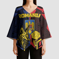 Personalized Romania Kimono Sleeve Blouse The Eurasian Lynx With The Peony - Wonder Print Shop