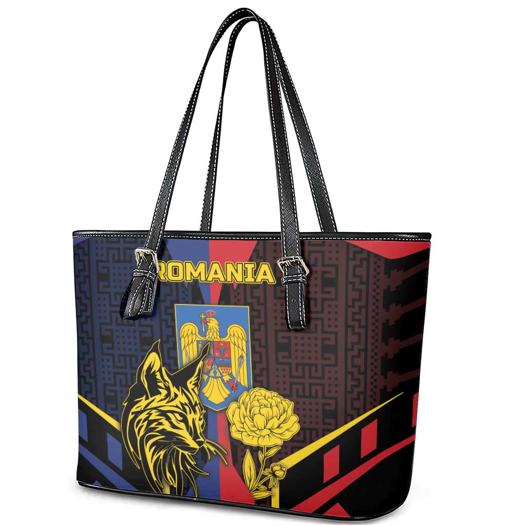 Romania Leather Tote Bag The Eurasian Lynx With The Peony - Wonder Print Shop