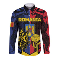 Personalized Romania Long Sleeve Button Shirt The Eurasian Lynx With The Peony - Wonder Print Shop