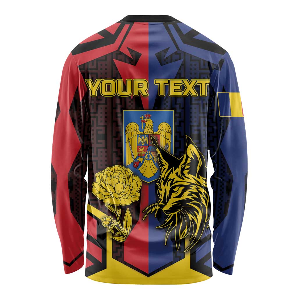 Personalized Romania Long Sleeve Shirt The Eurasian Lynx With The Peony - Wonder Print Shop