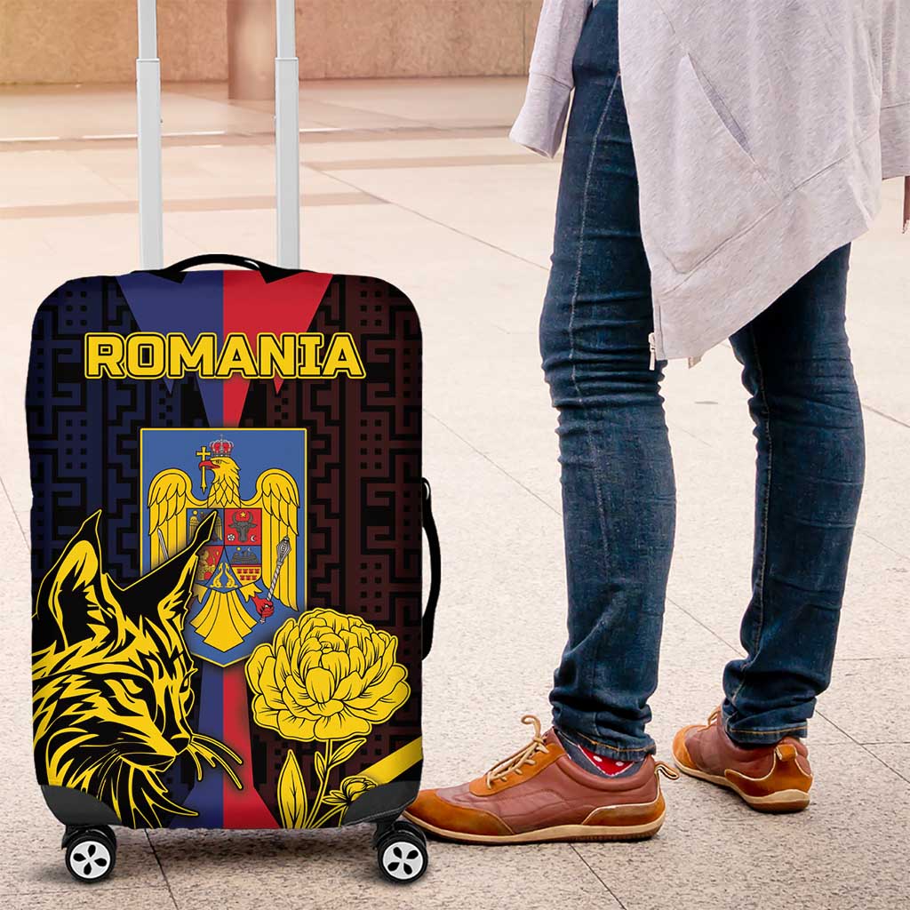 Romania Luggage Cover The Eurasian Lynx With The Peony - Wonder Print Shop