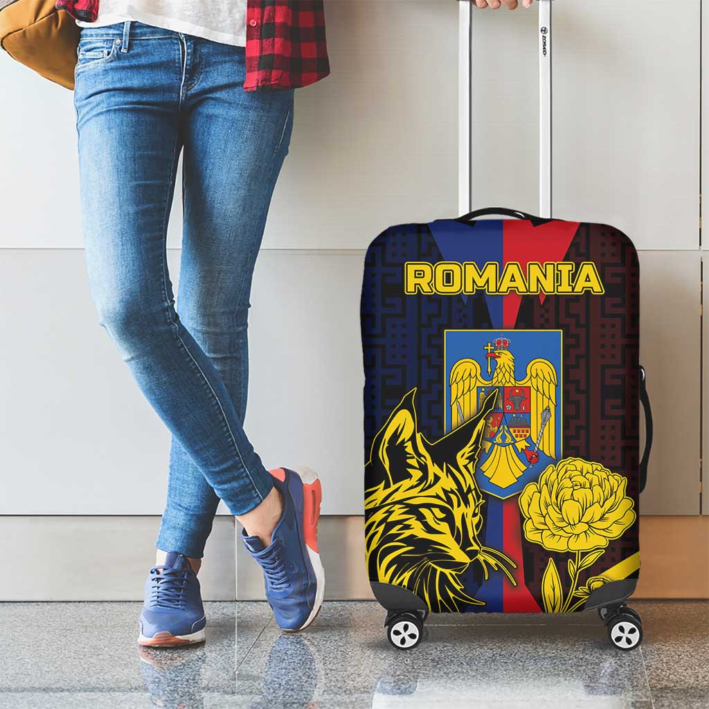 Romania Luggage Cover The Eurasian Lynx With The Peony - Wonder Print Shop