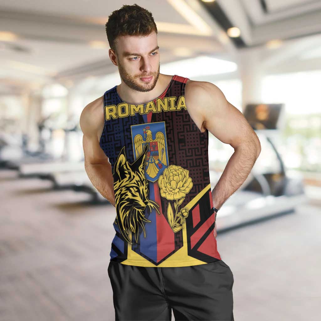 Personalized Romania Men Tank Top The Eurasian Lynx With The Peony - Wonder Print Shop
