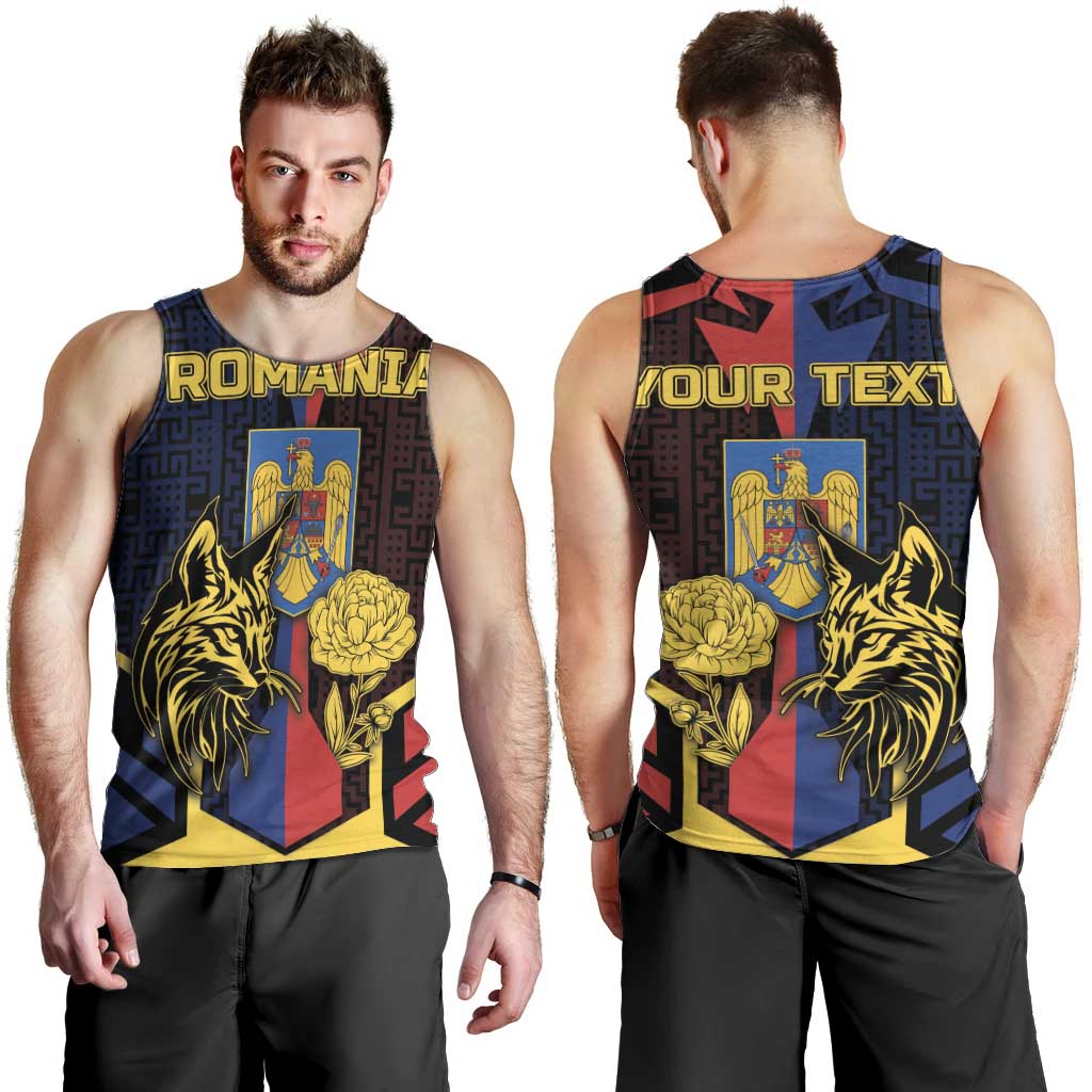 Personalized Romania Men Tank Top The Eurasian Lynx With The Peony - Wonder Print Shop